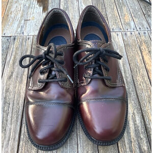 Dockers Gordon Cap Toe Oxfords Mens 9.5 W Wide Brown Leather Dress Shoes 90-2219